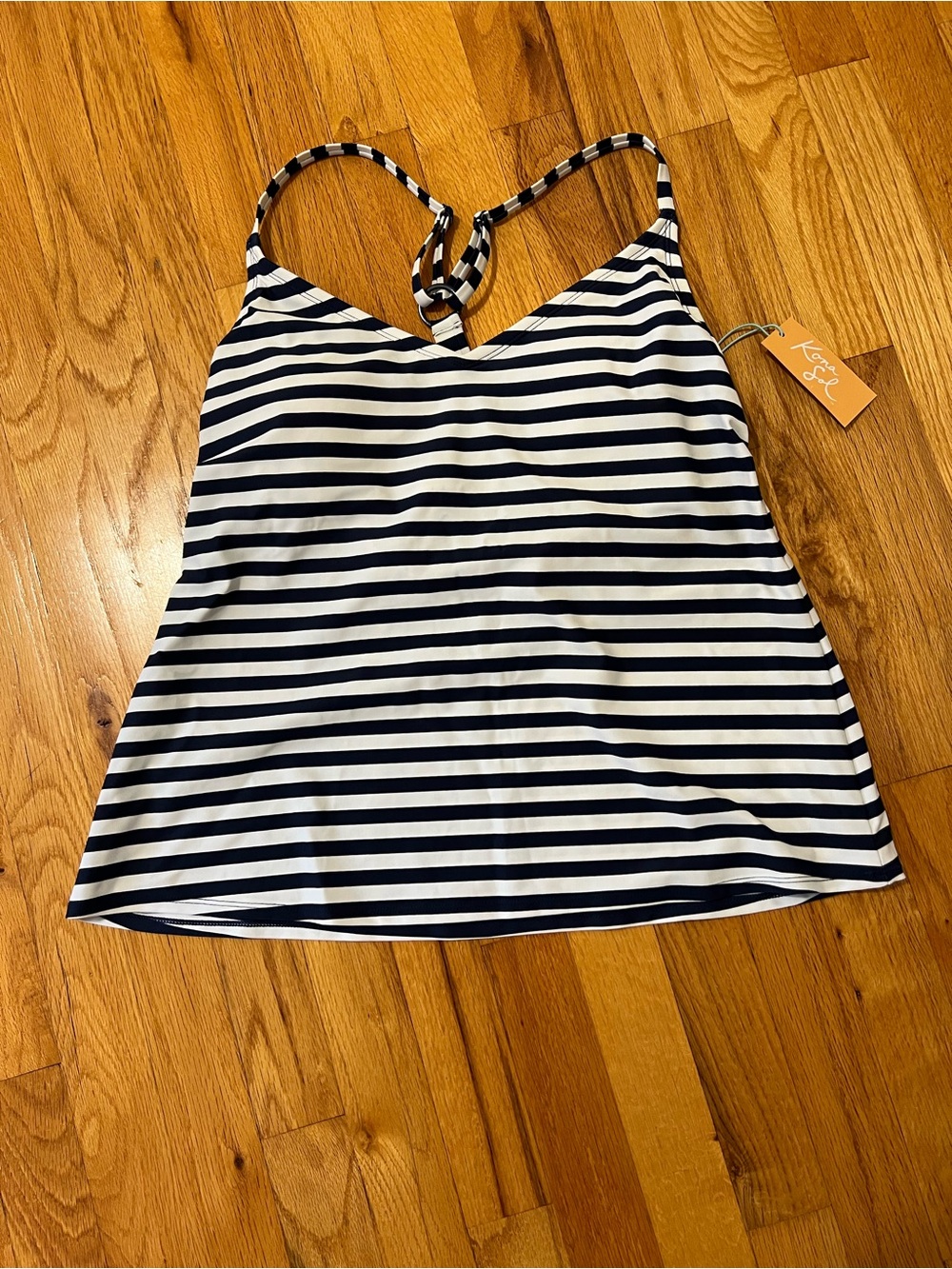 NWT Kona sol tankini top Navy & White Striped V-Neck swim suit top